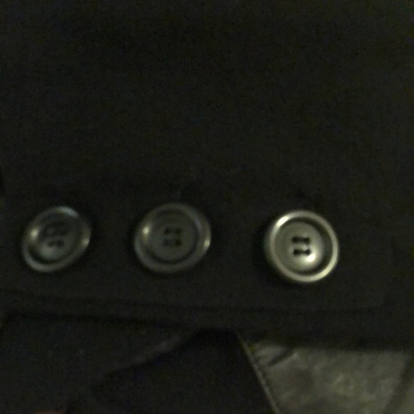 Anne Klein Leather Sweater S JACKET Button Up Black Ribbed Pockets Fall Winter - Picture 7 of 7